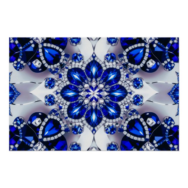 Wandplakat mit weißem blauem Farbdesign Poster (Vorderseite)