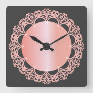 Wandschmuck, Rosegaltöne Quadratische Wanduhr