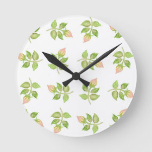 Wandschmuckuhr mit hübschem Rospenmuster Runde Wanduhr
