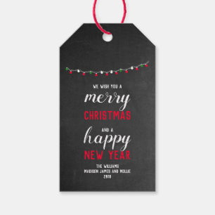 Wandtafel und Lichter Frohe Weihnachten Geschenkanhänger