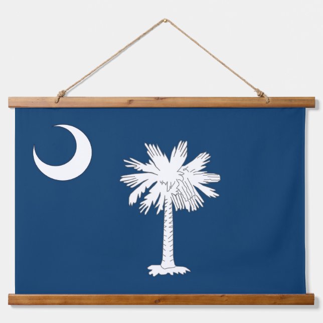 Wandtapestry mit der Flagge von South Carolina, US Wandteppich Mit Holzrahmen (Vorne)