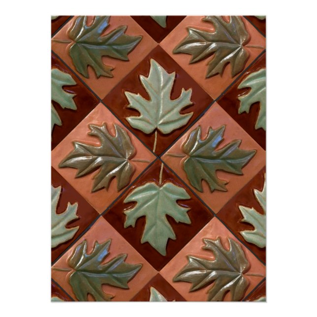 Wandtapeten mit Ahornleaf-Fliesen Poster (Vorderseite)