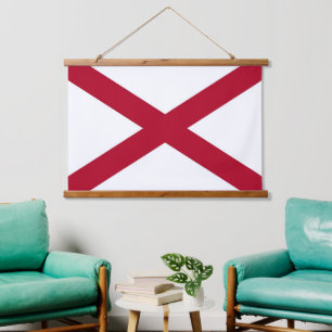 Wandtapeten mit der Flagge von Alabama, USA. Wandteppich Mit Holzrahmen
