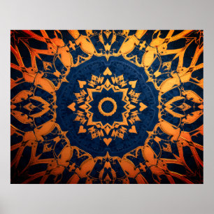 Wandteppich aus Blau + Gold auf einem modernen Wan Poster