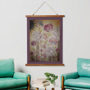 Wandteppich - Fantastische Blumen Mit Holzrahmen