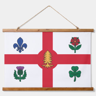 Wandteppich mit Flagge von Montreal, Quebec Holzrahmen