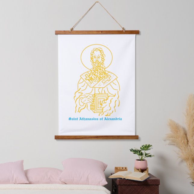 Wandteppich mit Holzkante: Heiliger Athanasius Holzrahmen (Schlafzimmer)
