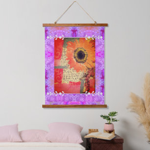 Wandteppich - Sonnenblumen-Design Mit Holzrahmen