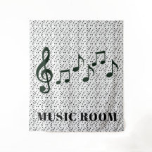 Wandteppiche für schwarze Musikernotizen