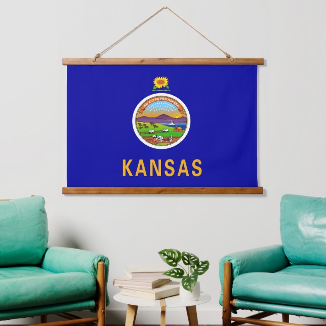 Wandteppiche mit Fahne von Kansas, USA. (Wohnzimmer)