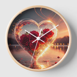 Wanduhr, 10" runder Rahmen aus Naturholz Uhr