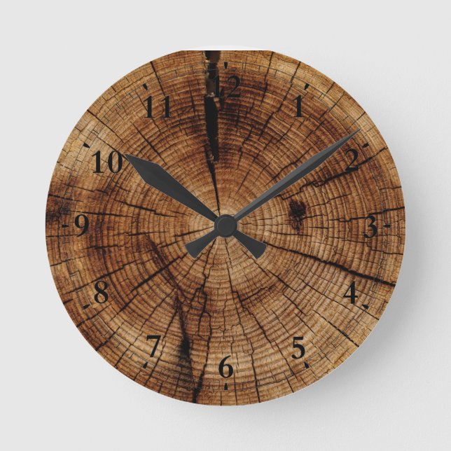 Wanduhr aus Naturholz (Vorderseite)