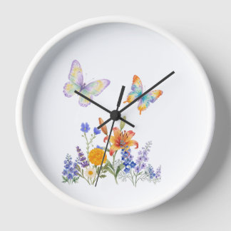 Wanduhr Blumen & Schmetterlinge – Elegantes Dekor