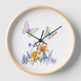 Wanduhr Blumen & Schmetterlinge – Elegantes Dekor