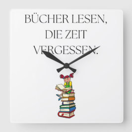 Wanduhr "Bücher lesen Zeit vergessen"