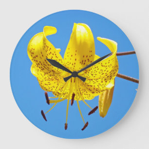 Wanduhr Bunt Blaue Himmel Gelbe Tigerlilie