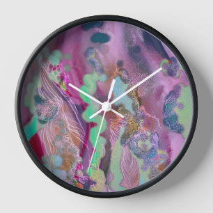 Wanduhr Digital abstrakt pink trendy stilvoll