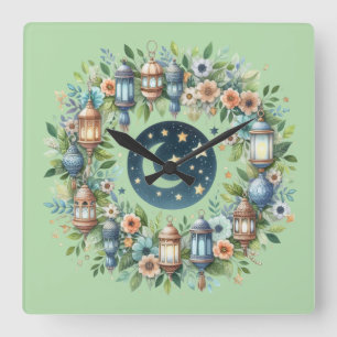 Wanduhr-Eid Mubarak Kranz Wanduhr