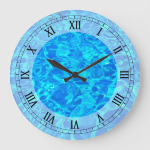 Wanduhr Hintergrund des blauen Wassers