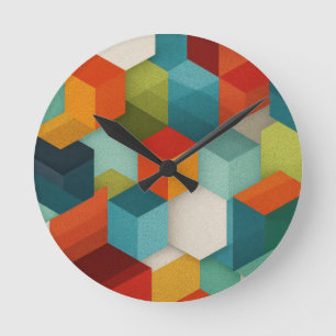 Wanduhr im geometrischen Stil der Mitte des Jahrhu