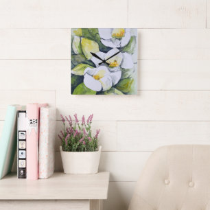 Wanduhr_Magnolie Quadratische Wanduhr