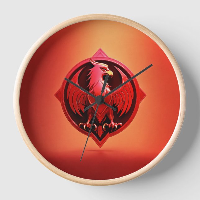 Wanduhr Majestätisches Rotadler-Emblem  (Vorderseite)