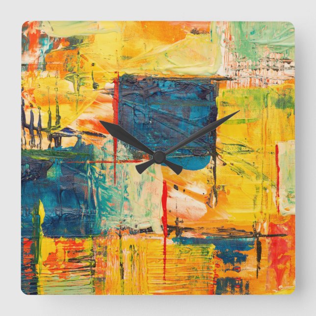Wanduhr mit farbenfrohem abstraktem Design (Vorderseite)