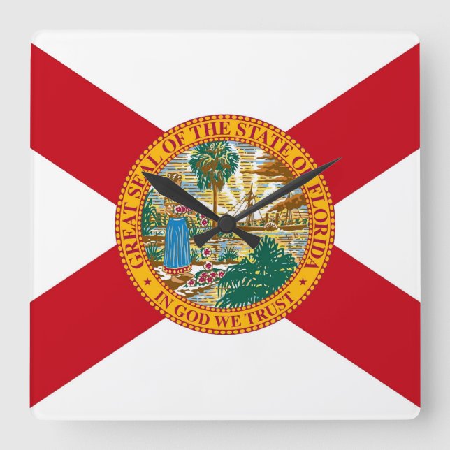 Wanduhr mit Flagge von Florida, USA (Vorderseite)