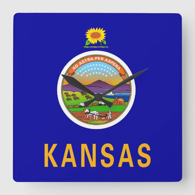 Wanduhr mit Flagge von Kansas, USA (Vorderseite)
