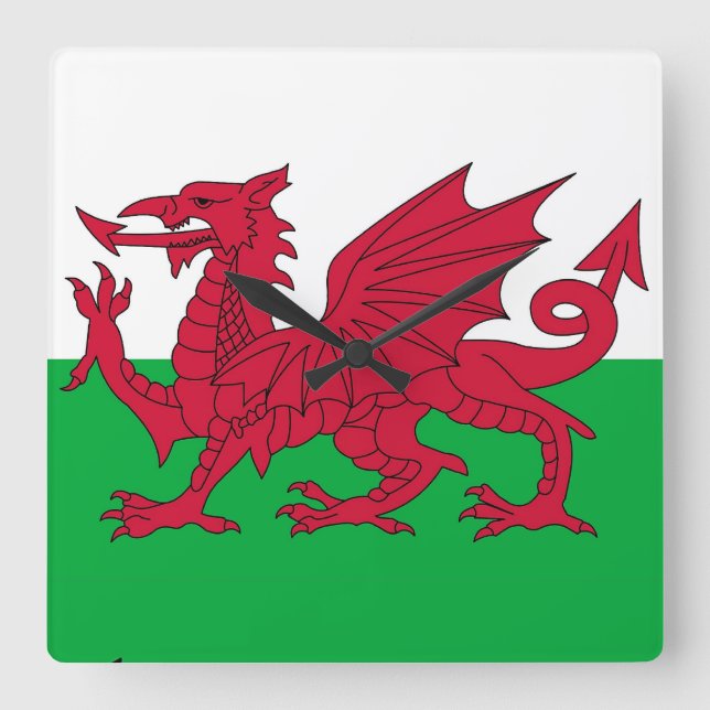 Wanduhr mit Flagge von Wales (Vorderseite)