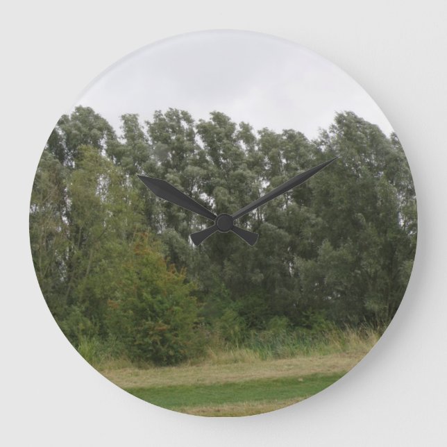 Wanduhr mit Landschaft von geneigten Bäumen (Vorderseite)