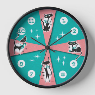 Wanduhr mit schwarzen Katzen im Stil der Mitte des