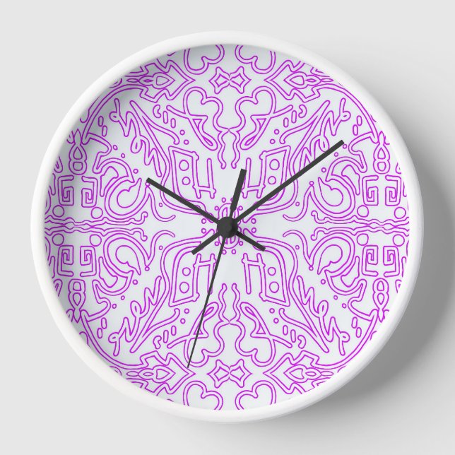 Wanduhr mit weichem rosa Traum-Mandala-Muster (Vorderseite)