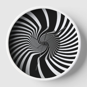 Wanduhr - psychedelische Kunst Wirbel B/W