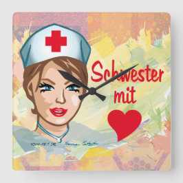 Wanduhr quadrat - Schwester