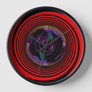Wanduhr rot & schwarze Wirbel