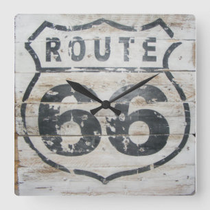Wanduhr, Route 66 Quadratische Wanduhr