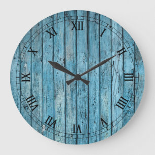 Wanduhr - Rustikales blaues römisches Zifferblatt