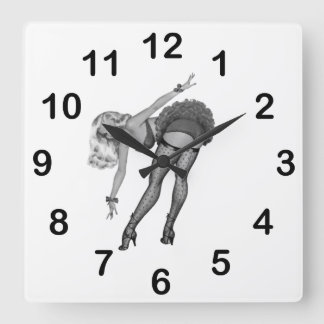 Wanduhr Schwarz Weiß PinUp Mädchen (19)