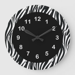 Wanduhr Schwarz Weiß Zebra Streifen 2 Rund
