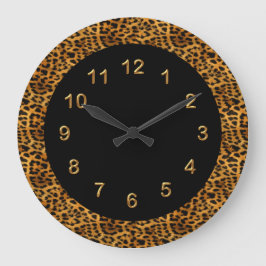 Wanduhr-schwarzes Leopard-Druck-Tier Große Wanduhr