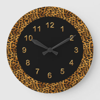 Wanduhr-schwarzes Leopard-Druck-Tier Große Wanduhr