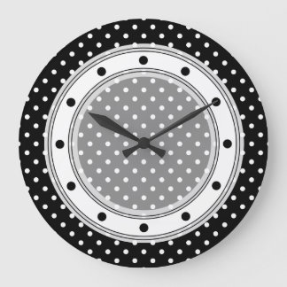 Wanduhr-Schwarzweiss-Tupfen Große Wanduhr