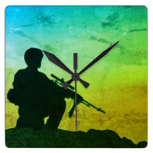 Wanduhr-Soldaten-Silhouette