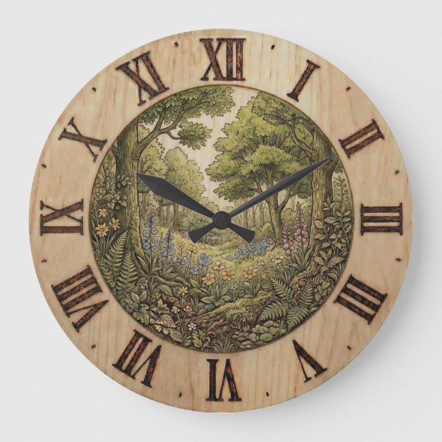 Wanduhr Spring Forest – Naturdekoration (Vorderseite)