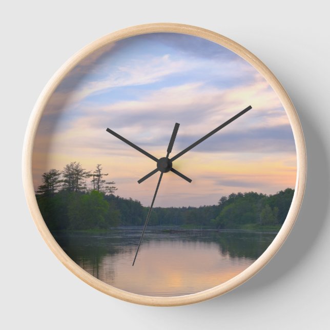 Wanduhr Sunset Forest Lake (Vorderseite)