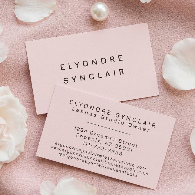 Wangenrot Pink Schwarze Schrift Wimpern Visitenkarte (Von Creator hochgeladen)