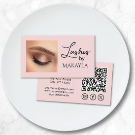 Wangenrot Pink Script Social Icon QR Code Foto Wim Visitenkarte