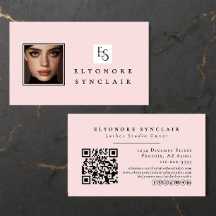 Wangenrot Schrift-Logo QR-Code Foto Wimpern Visitenkarte