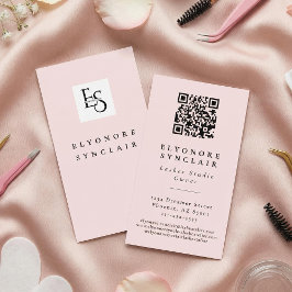 Wangenrot Schrift-Logo QR Code Wimpern  Visitenkarte